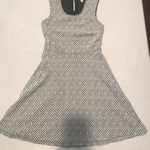 Merona dress, black and white design, midi, XS